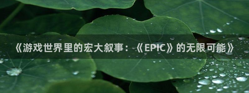 天美娱乐注册官方登录app：《游戏世界里的宏大叙事：《EPI